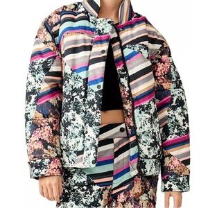 Free people coat Movement Bunny Slope Puffer Jacket NWT Black diamond print